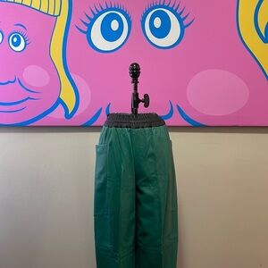 Complice Green Leather High Waist Pants
